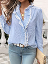 Lace Blouse - Ruffled Sheer Opaque Design - Polyester Cotton Apparel & Accessories > Clothing > Tops DY Ship From Overseas sync-pinterest