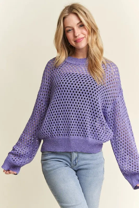 Sparkly Lurex Crochet Top - Chic, Elegant, Dazzling 7-6 ADORA Ship from USA