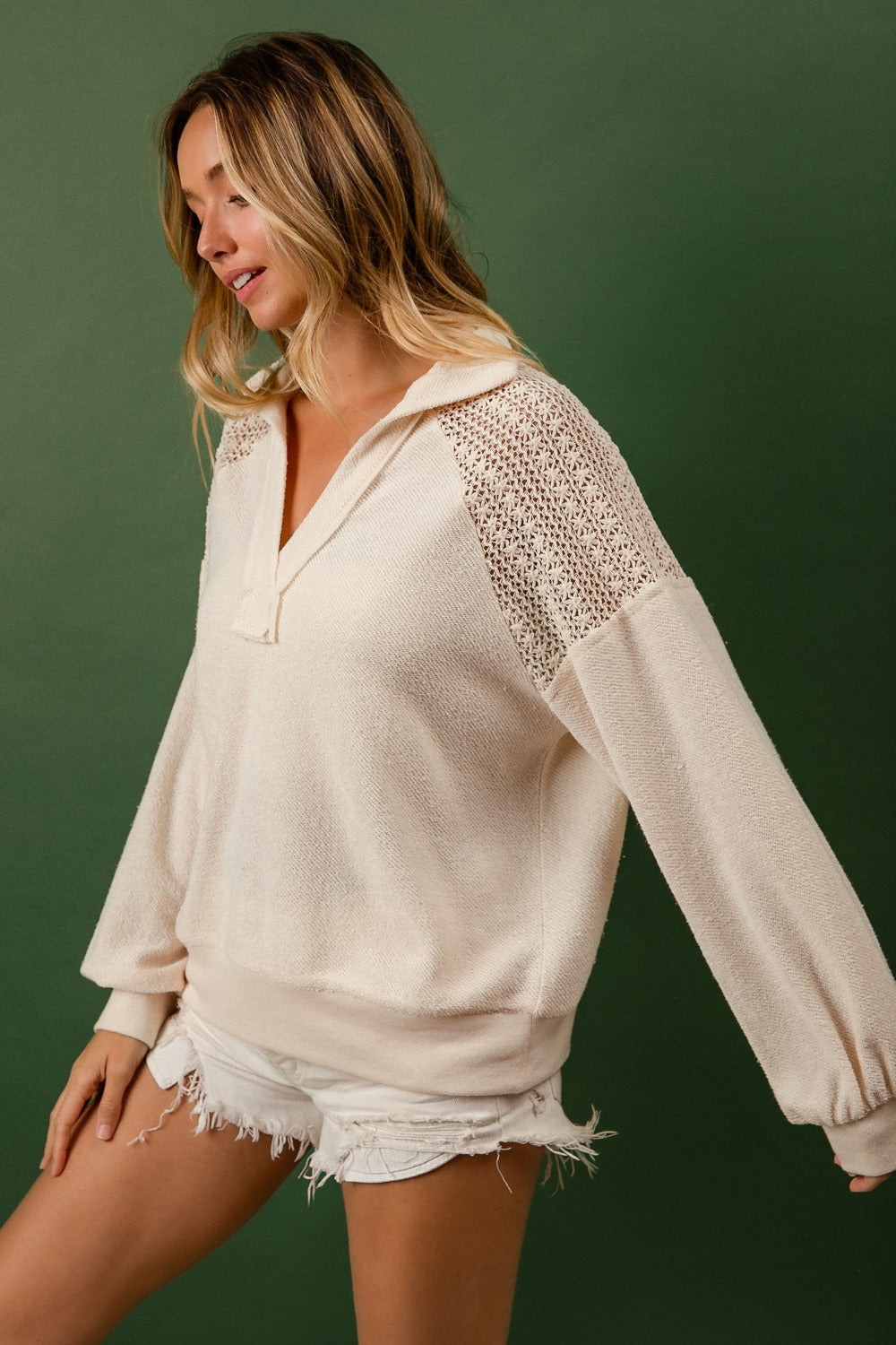 Cream Long Sleeve Top - Lace Shoulders Clothing & Accessories > Clothing > Tops autopostr_pinterest_71901 french lace PinterestNew shoulder terry top