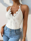Lace Openwork Tied Top with No Stretch and Opaque Finish Apparel & Accessories > Clothing > Tops > Bodysuits Bodysuit Halter Halter Neck Hundredth Lace Lace Bodysuit Neck Neck Lace Ship From Overseas sync-pinterest