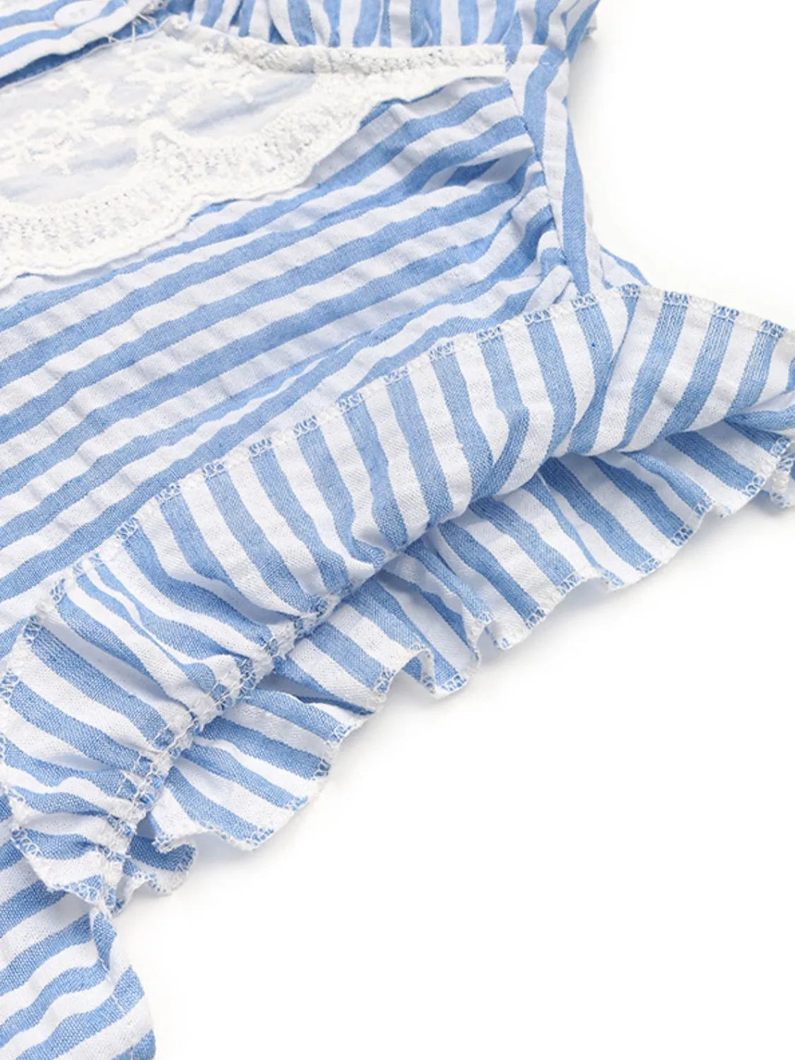 Lace Blouse - Ruffled Button-Up - Soft Fabric Blend Apparel & Accessories > Clothing > Tops 4-4-2025 Perfee Ship From Overseas sync-pinterest