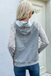Hooded Sweatshirt - Lace Raglan Sleeves - Kangaroo Pocket - Two-Tone Apparel & Accessories > Clothing > Tops Hundredth Lace Raglan Raglan Sleeve Ship From Overseas Sleeve sync-pinterest V