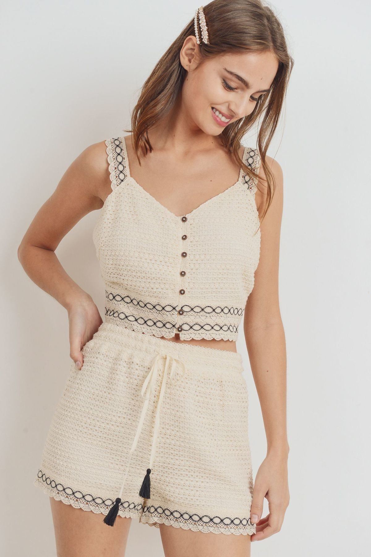 Buttoned Shoulder Strap Top