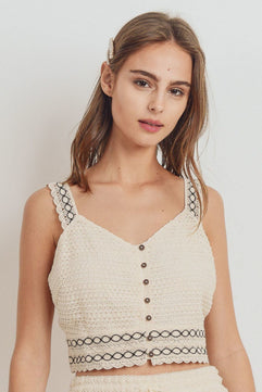 Buttoned Shoulder Strap Top