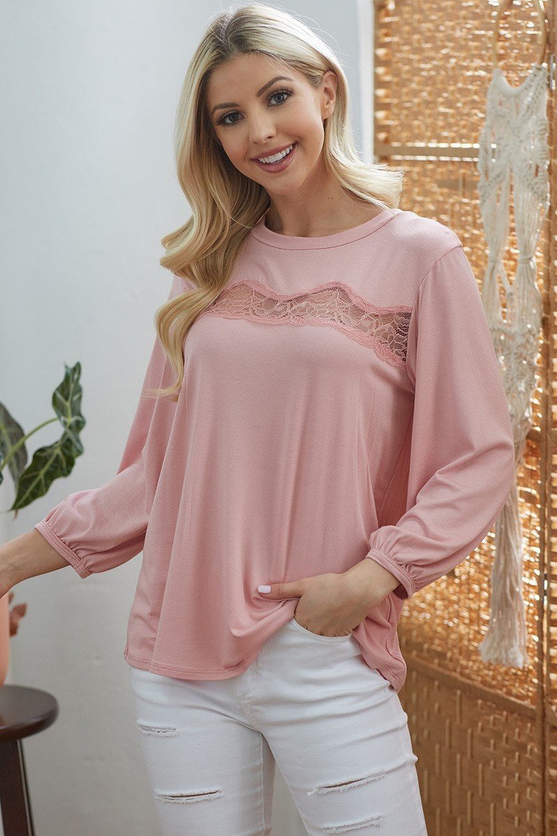 laced see-through long sleeve top, lace long sleeve blouse, sheer lace top