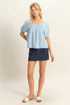 Peasant Top - Cotton Crochet Puff Sleeve - Bohemian Romantic Style 4-23-usa HYFVE Ship from USA
