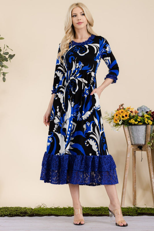 Royal Royal Lace Ruffled Midi Dress Clothing & Accessories > Clothing > Dresses autopostr_pinterest_71178 autopostr_pinterest_71277 dress full lace midi paisley print ruffled size