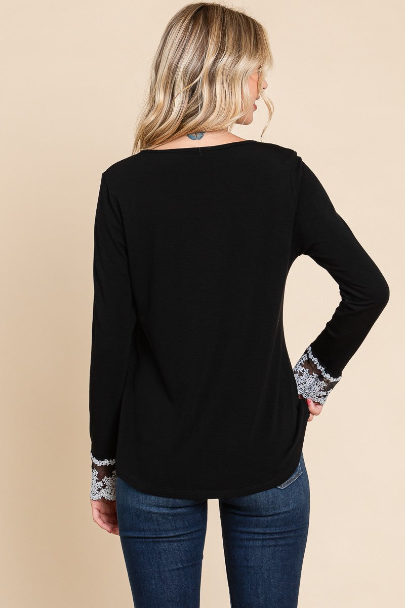 Black Lace Detail T Shirt - Round Neck Clothing & Accessories > Clothing > Tops > Shirts autopostr_pinterest_71178 autopostr_pinterest_71277 detail full lace lady neck round shirt size super