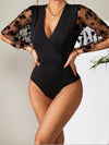 Lace Bodysuit - Flutter Sleeves - Semi-Sheer - Moderate Stretch Apparel & Accessories > Clothing > Tops > Bodysuits Bodysuit Dylan Studio Flutter Flutter Sleeve Lace Ship From Overseas Sleeve Sleeve Bodysuit Surplice sync-pinterest T V