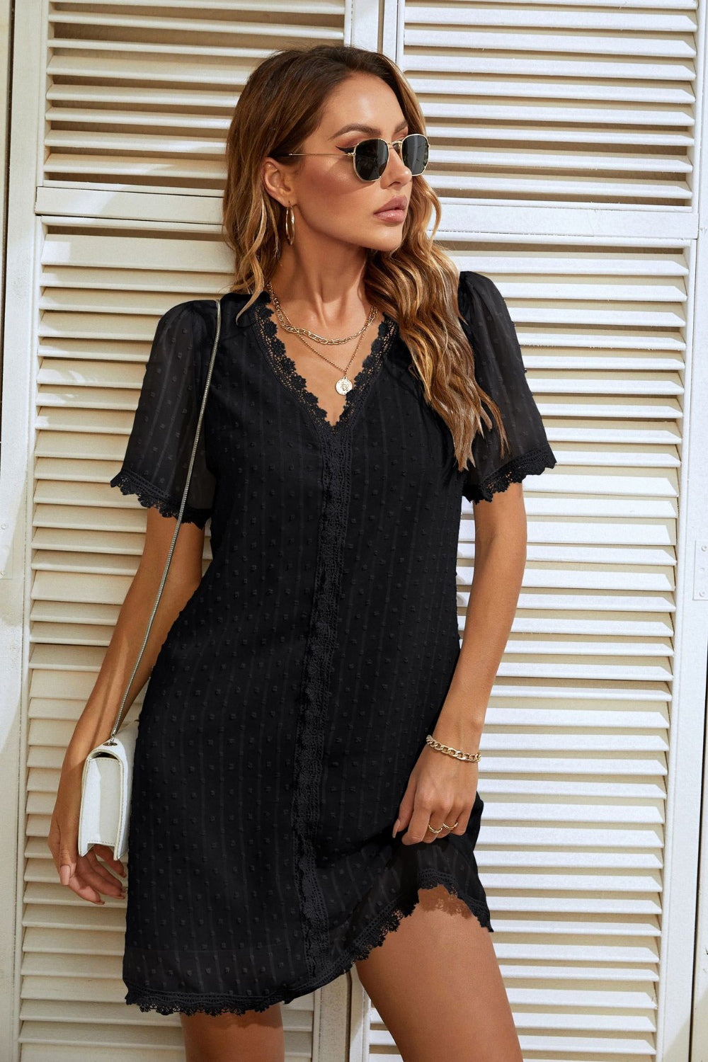 V-Neck Short Sleeve Dress