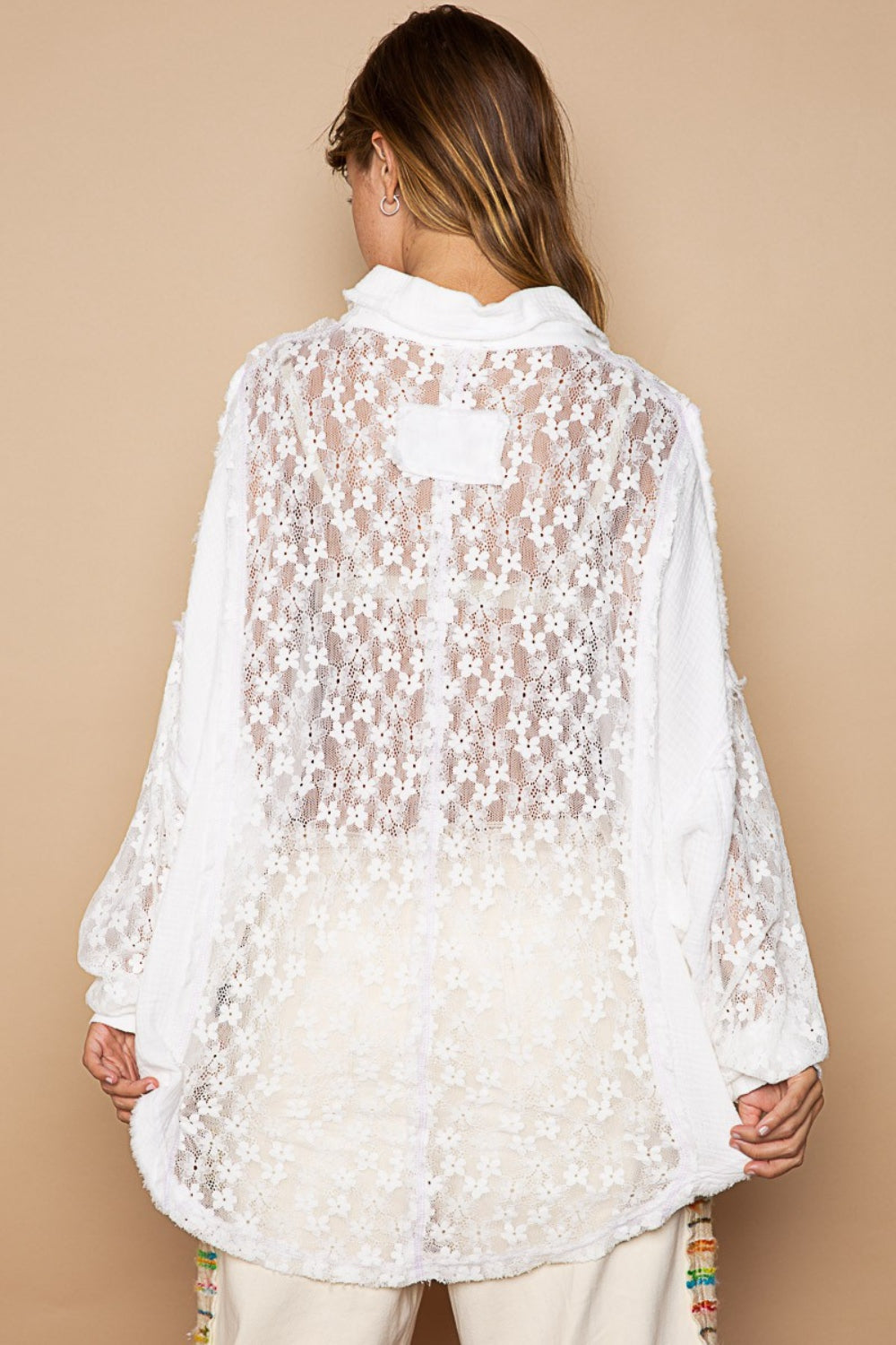 Off White Lace Oversized Shirt - Button Down Clothing & Accessories > Clothing > Tops > Shirts autopostr_pinterest_71118 autopostr_pinterest_71178 autopostr_pinterest_71277 button lace oversize pol shirt