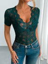 Top - Lace - V-Neck - Short Sleeve - Lightweight - Casual 5-1-overseas Ship From Overseas WXFS