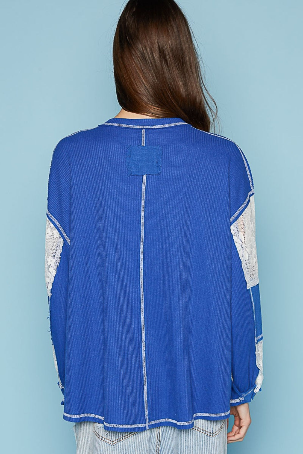 Ultramarine Lace Top - Long Sleeve - Balloon Sleeve - V Neck Clothing & Accessories > Clothing > Tops balloon exposed lace neck pinterestnew pol seam sleeve top