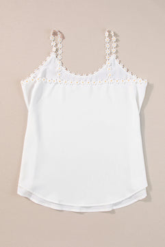 White Daisy Flower Straps Tank Top