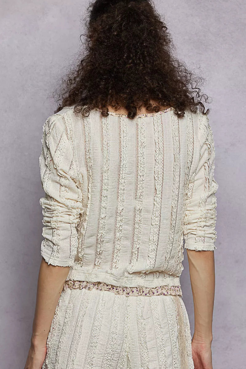 Women’s Floral Ruffled Textured Long Sleeve Blouse 10-31 POL Ship from USA