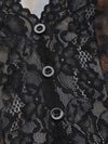 Sheer Lace Top with Decorative Buttons and High Stretch Apparel & Accessories > Clothing > Tops Bodysuit Lace Lace Bodysuit Leopard Neck Neck Lace Perfee Ship From Overseas sync-pinterest T V