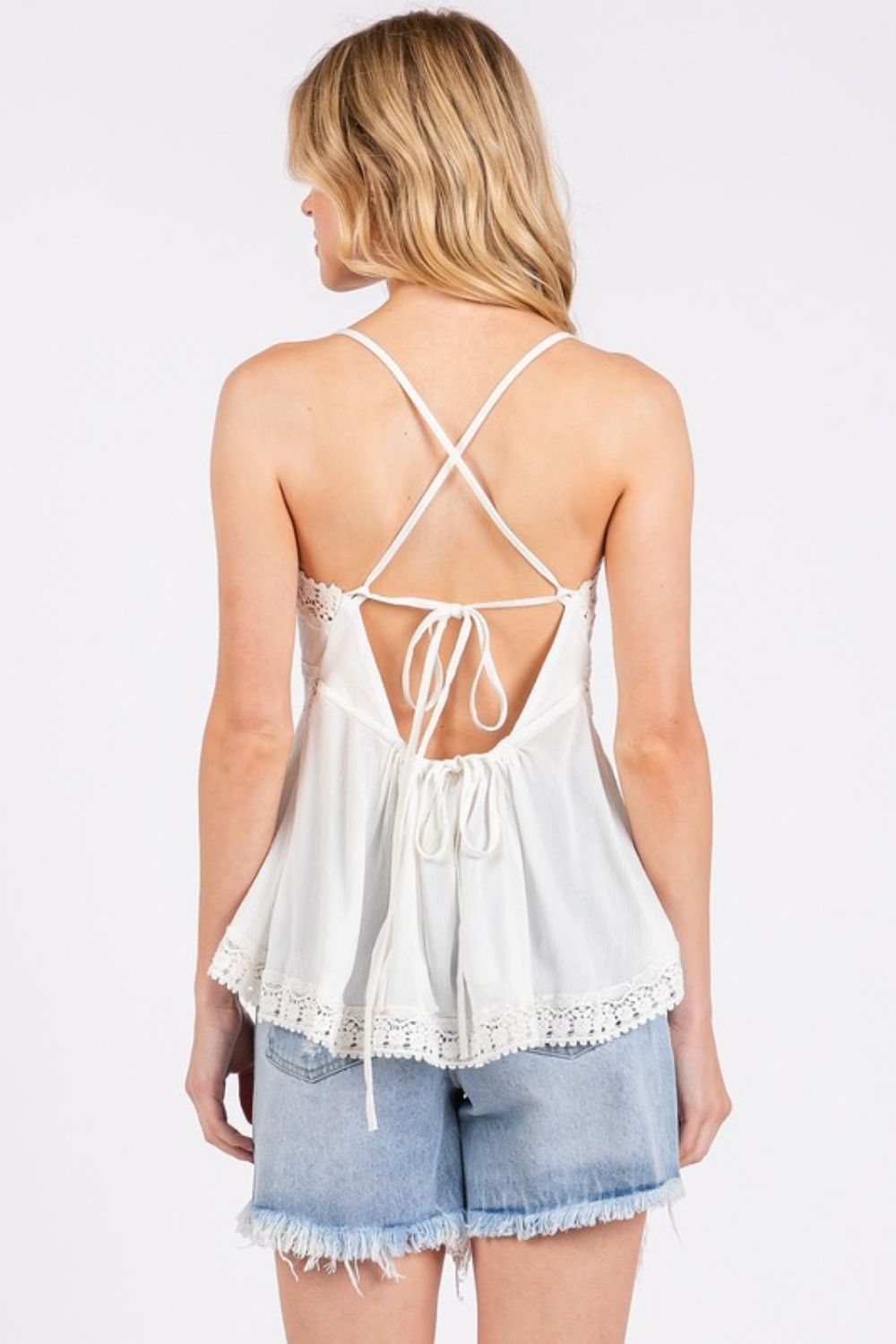 Ivory Lace Cami - Crisscross Back Lace autopostr_pinterest_71901 cami Mittoshop new PinterestNew Ship from USA