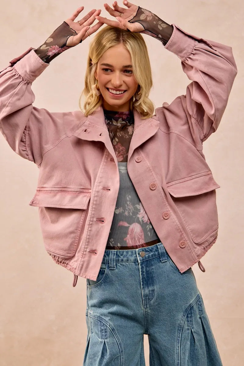 Floral Mesh Sheer Blouse with Ruched Sleeves BiBi Ship from USA