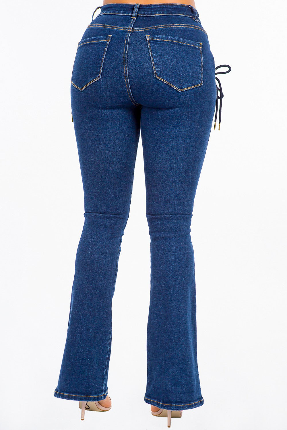 High-Rise Denim Jeans - Stretch Lace-Up Detail - Blue Apparel & Accessories > Clothing > Pants American Bazi High Lace Lace Up Only Available for U.S. Residents Ship from USA sync-pinterest Up