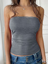 Dark Gray Viscose Top - Stretch Lace Detail - Opaque Elastic Blend Apparel & Accessories > Clothing > Tops Devine Ship From Overseas sync-pinterest