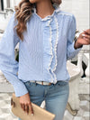 Lace Blouse - Ruffled Sheer Opaque Design - Polyester Cotton Apparel & Accessories > Clothing > Tops DY Ship From Overseas sync-pinterest