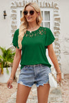 Lace Blouse - Flutter Sleeve - Round Neck - Casual Top - Solid Color Apparel & Accessories > Clothing > Tops Flutter Flutter Sleeve Lace Lamy Ship From Overseas Sleeve Sleeve T Sleeve Top Spliced Spliced Lace sync-pinterest T Top V