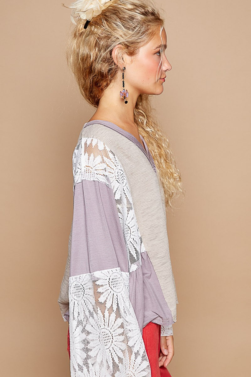 Feminine Lace Detail V-Neck Flare Sleeve Blouse Apparel & Accessories > Clothing > Tops autopostr_pinterest_72819 Only Available for U.S. Residents POL Ship from USA sync-pinterest