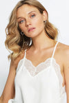 OFF WHITE Top - Lace Cami - Solid Color - Sleeveless - Soft - Casual 5-2-usa BiBi Ship from USA
