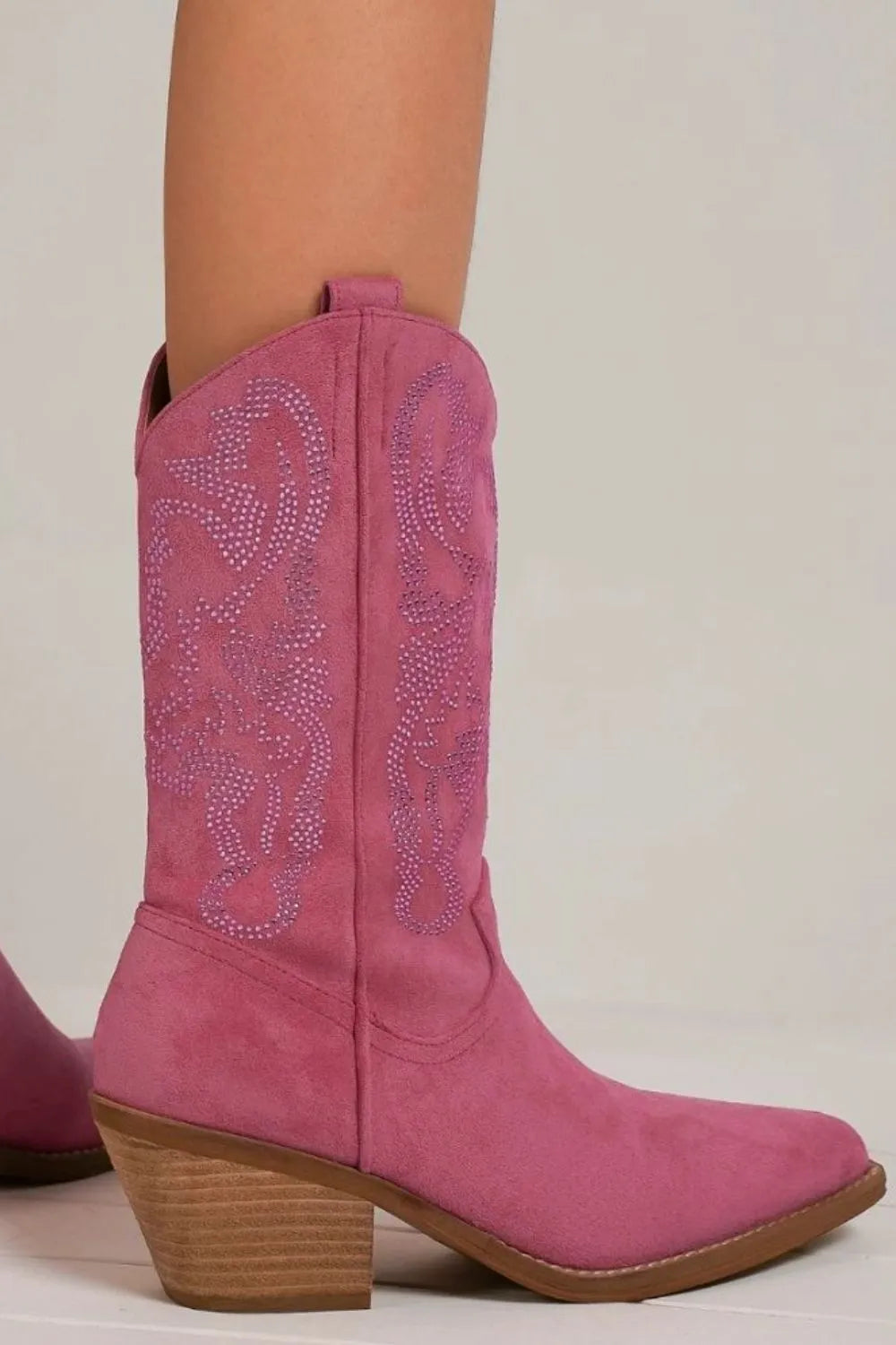 Suede Rhinestone Boots – Glamorous Cowgirl Elegance Beast Fashion Ship from USA