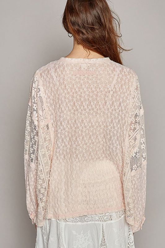 Blush Lace Top - Long Sleeve - Round Neck Clothing & Accessories > Clothing > Tops autopostr_pinterest_71118 autopostr_pinterest_71178 autopostr_pinterest_71277 edge lace long neck pol raw round sleeve top