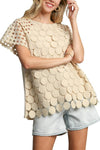 Tan Cotton Top - Polka Dot Lace - Raglan Sleeve - Boxy Fit Apparel & Accessories > Clothing > Tops autopostr_pinterest_71901 autopostr_pinterest_72819 Only Available for U.S. Residents Ship from USA sync-pinterest Umgee USA