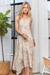 LT TAUPE Midi Dress - Spaghetti Strap Lace Detail - Cotton Blend Casual Wear 4-23-usa ADORA Ship from USA