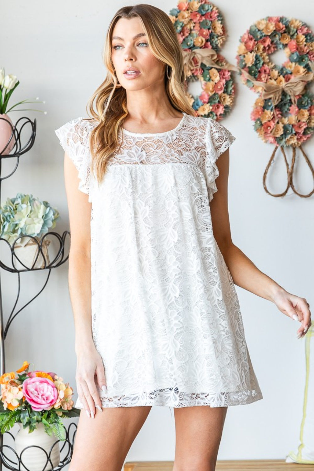 Offwhite Lace Top - Short Sleeve - Round Neck Clothing & Accessories > Clothing > Tops autopostr_pinterest_71901 cap full lace neck PinterestNew round size sleeve top