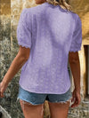 Full Size Eyelet V-Neck Short Sleeve Blouse Plus Size 4-23-overseas Lotus Couture Ship From Overseas