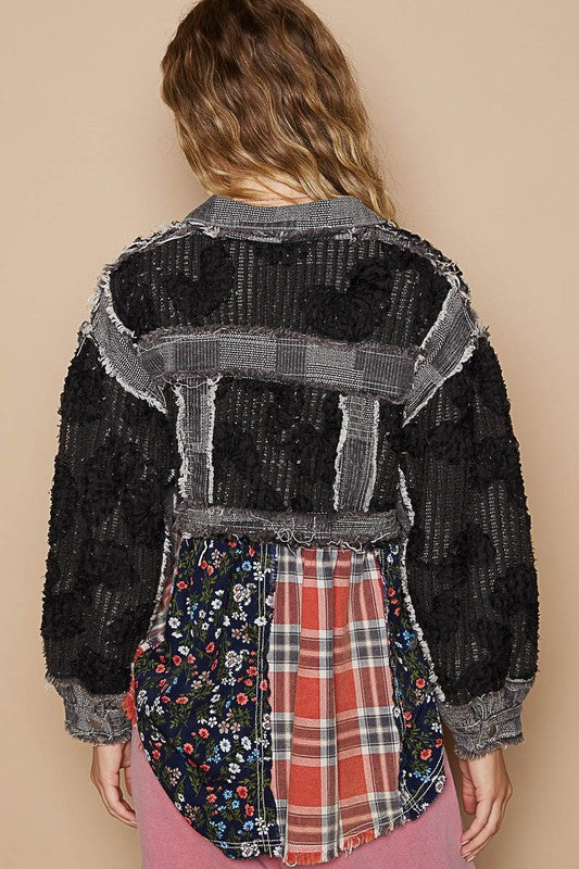 Black Dropped Shoulder Jacket - Crochet Patchwork autopostr_pinterest_71667 new pinterestone POL Ship from USA