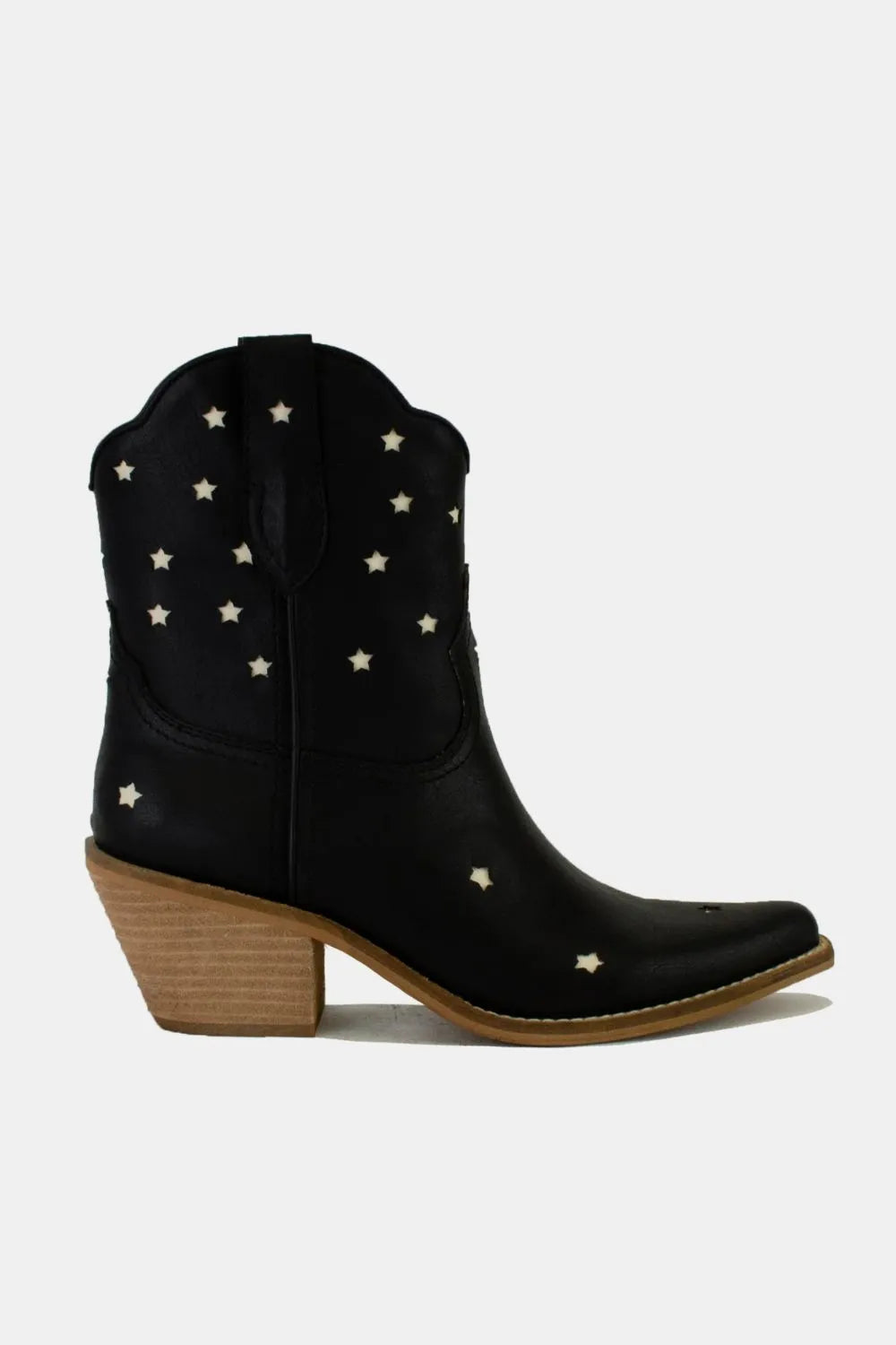 Black Faux Leather Boots – Stylish Star Cutouts Beast Fashion Ship from USA