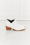 Ankle Boots - Crossover - Cowboy - White - Low Heel - Block 5-5-shoes-usa Melody Ship from USA