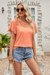 Lace Blouse - Flutter Sleeve - Round Neck - Casual Top - Solid Color Apparel & Accessories > Clothing > Tops Flutter Flutter Sleeve Lace Lamy Ship From Overseas Sleeve Sleeve T Sleeve Top Spliced Spliced Lace sync-pinterest T Top V