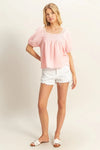 Peasant Top - Cotton Crochet Puff Sleeve - Boho Vintage Style 4-23-usa HYFVE Ship from USA
