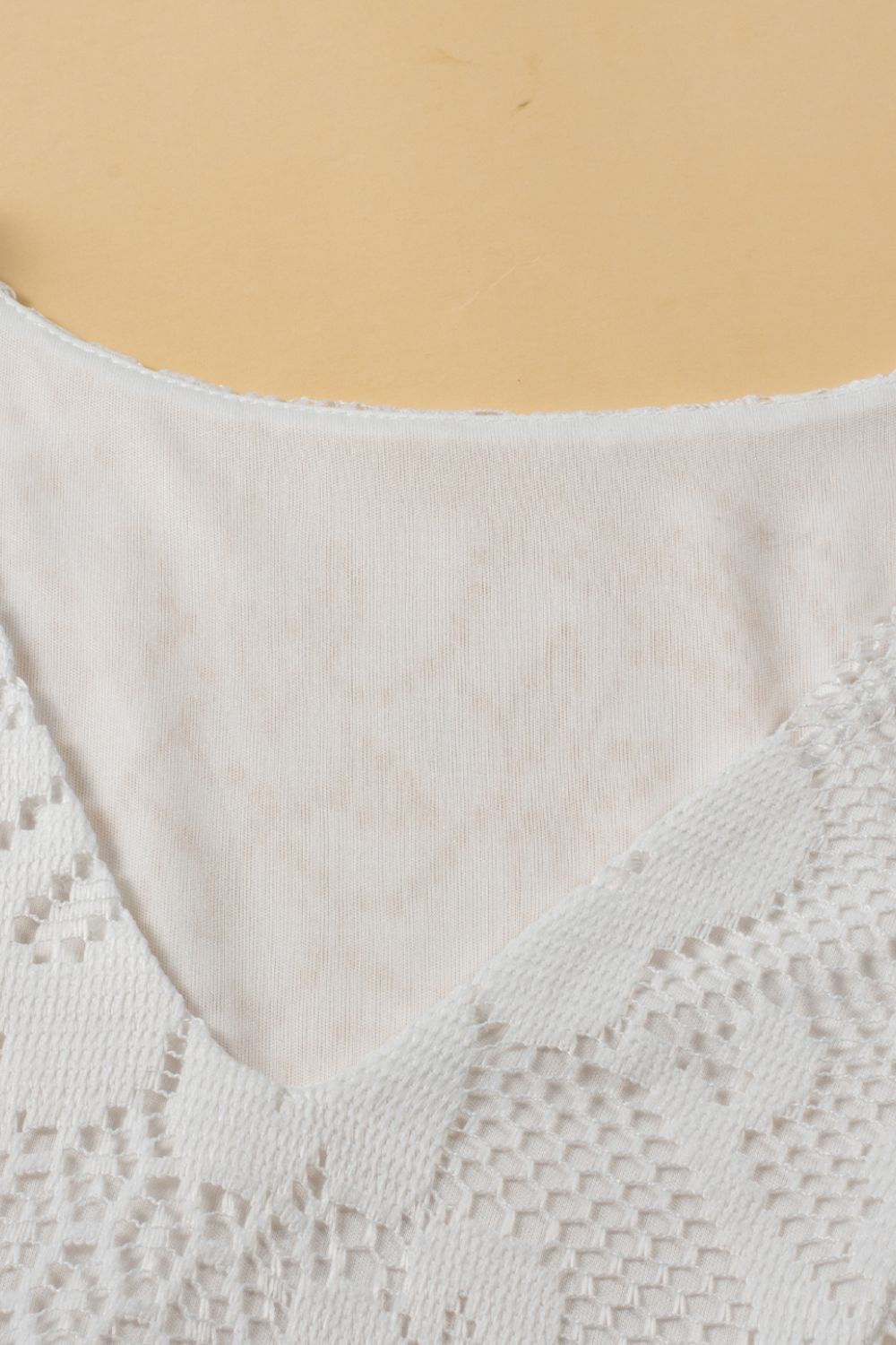 Elegant Lace Polyester Top - Machine Washable, No Stretch, Imported Apparel & Accessories > Clothing > Tops Blouse Crochet Hem Lace Neck Neck Blouse Ship From Overseas sync-pinterest SYNZ T V V Neck