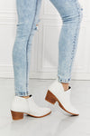 Ankle Boots - Crossover - Cowboy - White - Low Heel - Block 5-5-shoes-usa Melody Ship from USA