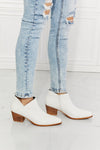 White Ankle Boots - Crossover - Cowboy - White - Low Heel - Block 5-5-shoes-usa Melody Ship from USA