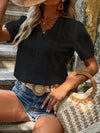 Full Size Eyelet V-Neck Short Sleeve Blouse Plus Size 4-23-overseas Lotus Couture Ship From Overseas