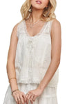 IVORY Top - Lace Detail - Contrast Design - Lightweight - Casual - Soft 5-2-usa ADORA Ship from USA