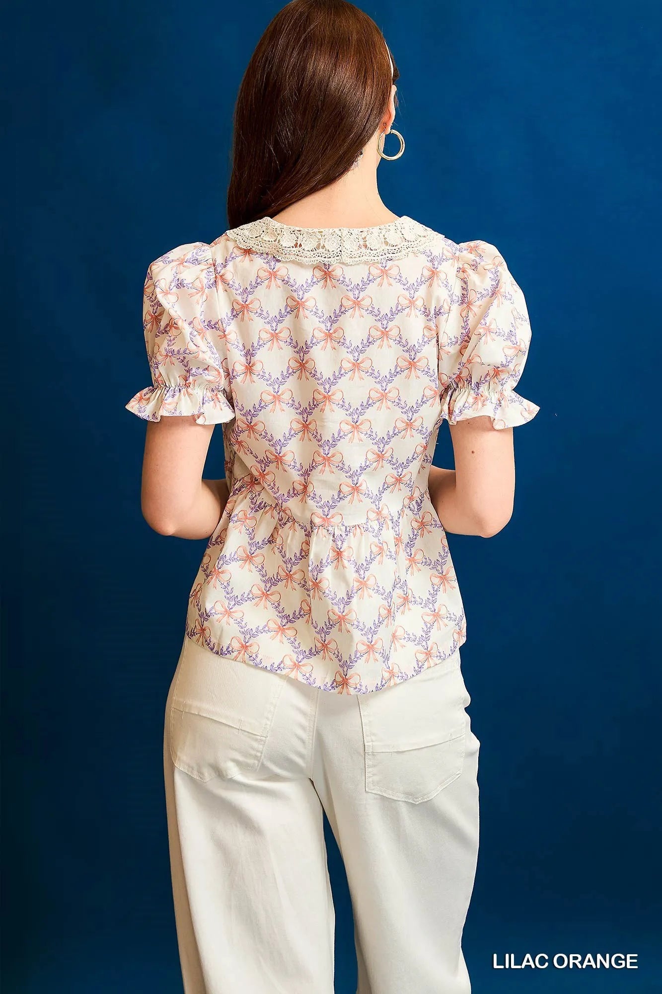 Enchanted Floral Ruffle Blouse - V-Neck Cotton Charm 7-11 Ship from USA Umgee USA