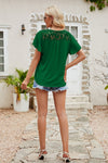 Lace Blouse - Flutter Sleeve - Round Neck - Casual Top - Solid Color Apparel & Accessories > Clothing > Tops Flutter Flutter Sleeve Lace Lamy Ship From Overseas Sleeve Sleeve T Sleeve Top Spliced Spliced Lace sync-pinterest T Top V