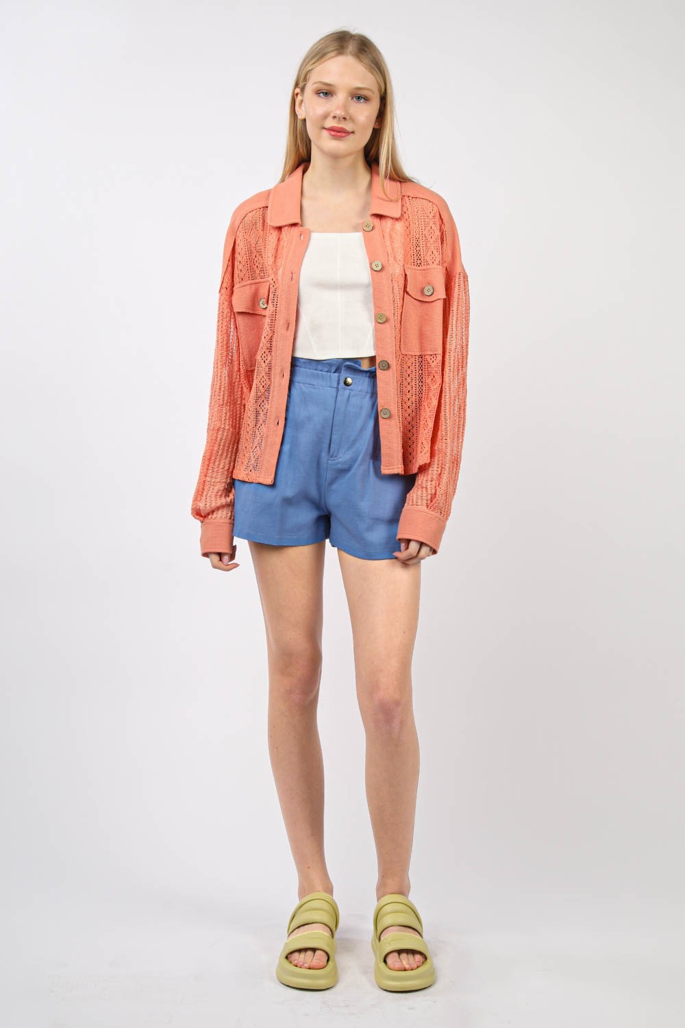 Lace Shirt - Drop Shoulder - Patch Pockets - Long Sleeves Apparel & Accessories > Clothing > Tops autopostr_pinterest_72819 Only Available for U.S. Residents Ship from USA sync-pinterest VERY J
