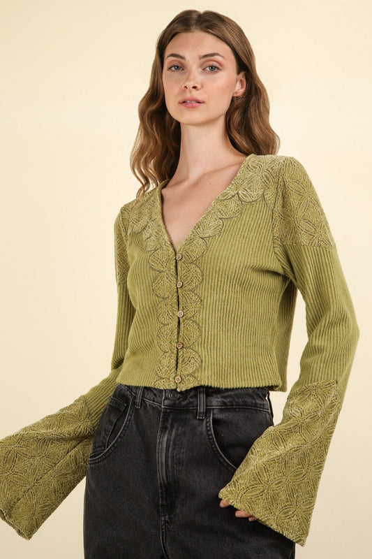 Olive Olive Lace Top - Button Down - V Neck - Ribbed Clothing & Accessories > Clothing > Tops autopostr_pinterest_71118 autopostr_pinterest_71178 autopostr_pinterest_71277 button crop detail knit lace neck ribbed top