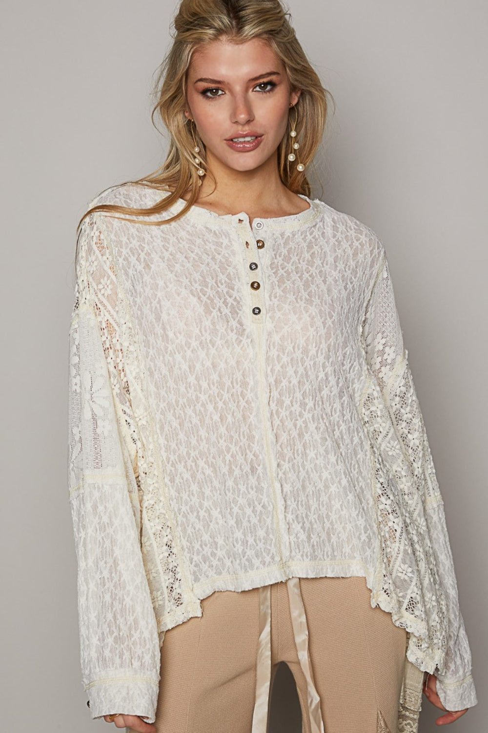 Cream Cream Lace Top - Round Neck - Long sleeve - Buttoned Clothing & Accessories > Clothing > Tops autopostr_pinterest_71101 autopostr_pinterest_71118 autopostr_pinterest_71178 autopostr_pinterest_71277 edge lace long neck pol raw round sleeve top