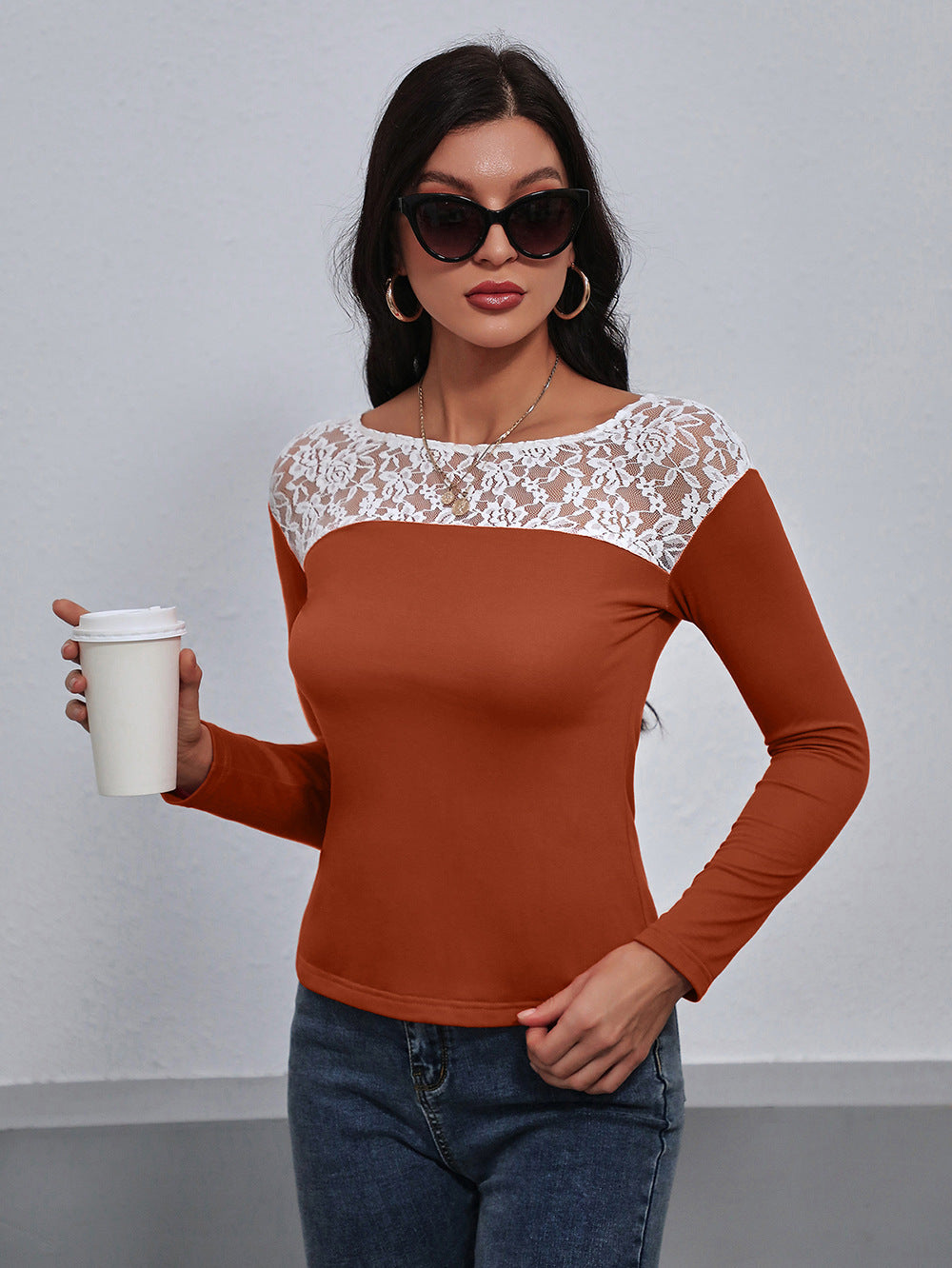 Casual Two-Tone Lace Long Sleeve Top with Round Neck Apparel & Accessories > Clothing > Tops Ivy Ivy Lane Ivy Lane Lace Lace Lace Trim Lace Trim Long Lane Lane Lace Lane Lace Trim Long Long Sleeve Neck Neck Tee Round Round Neck Round Neck Tee Ship From Overseas Sleeve Sleeve Round Sleeve Round Neck sync-pinterest T Tee Trim Trim Long Trim Long Sleeve V Y&BL